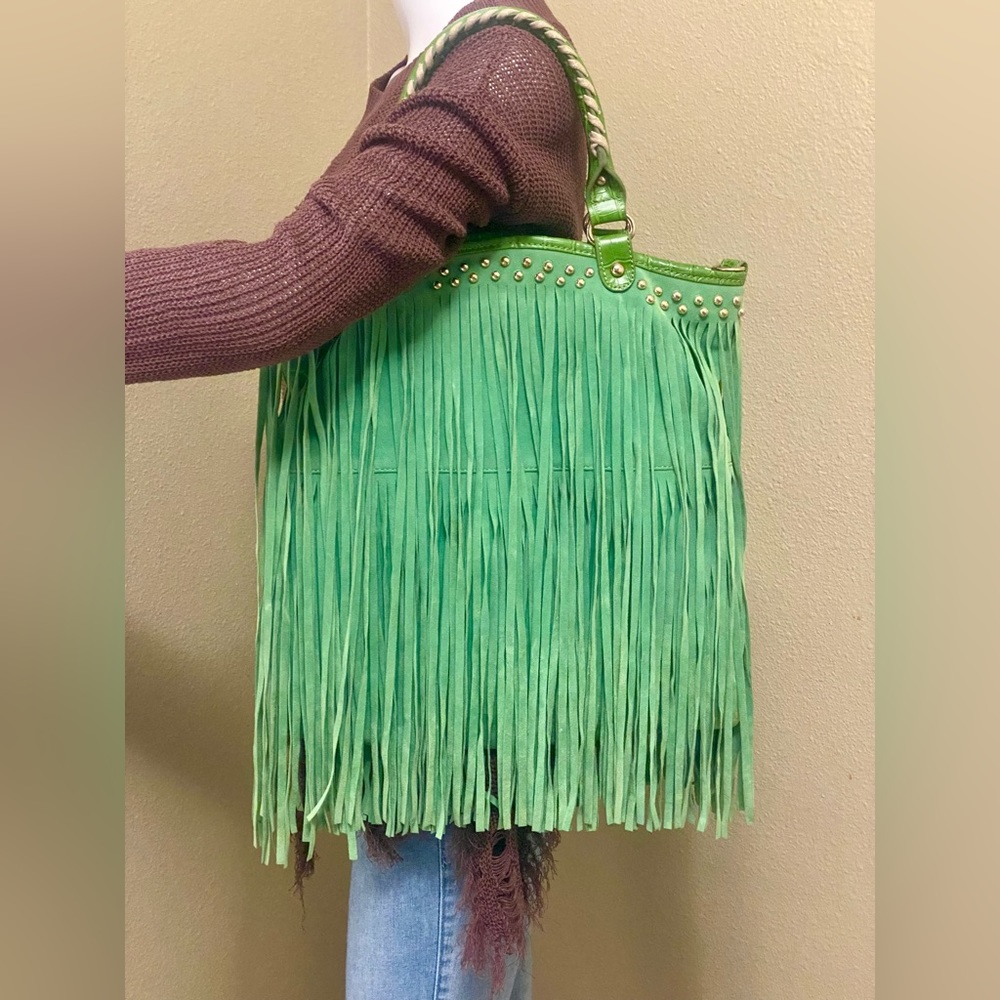 Fringe & Studs Suede Purse